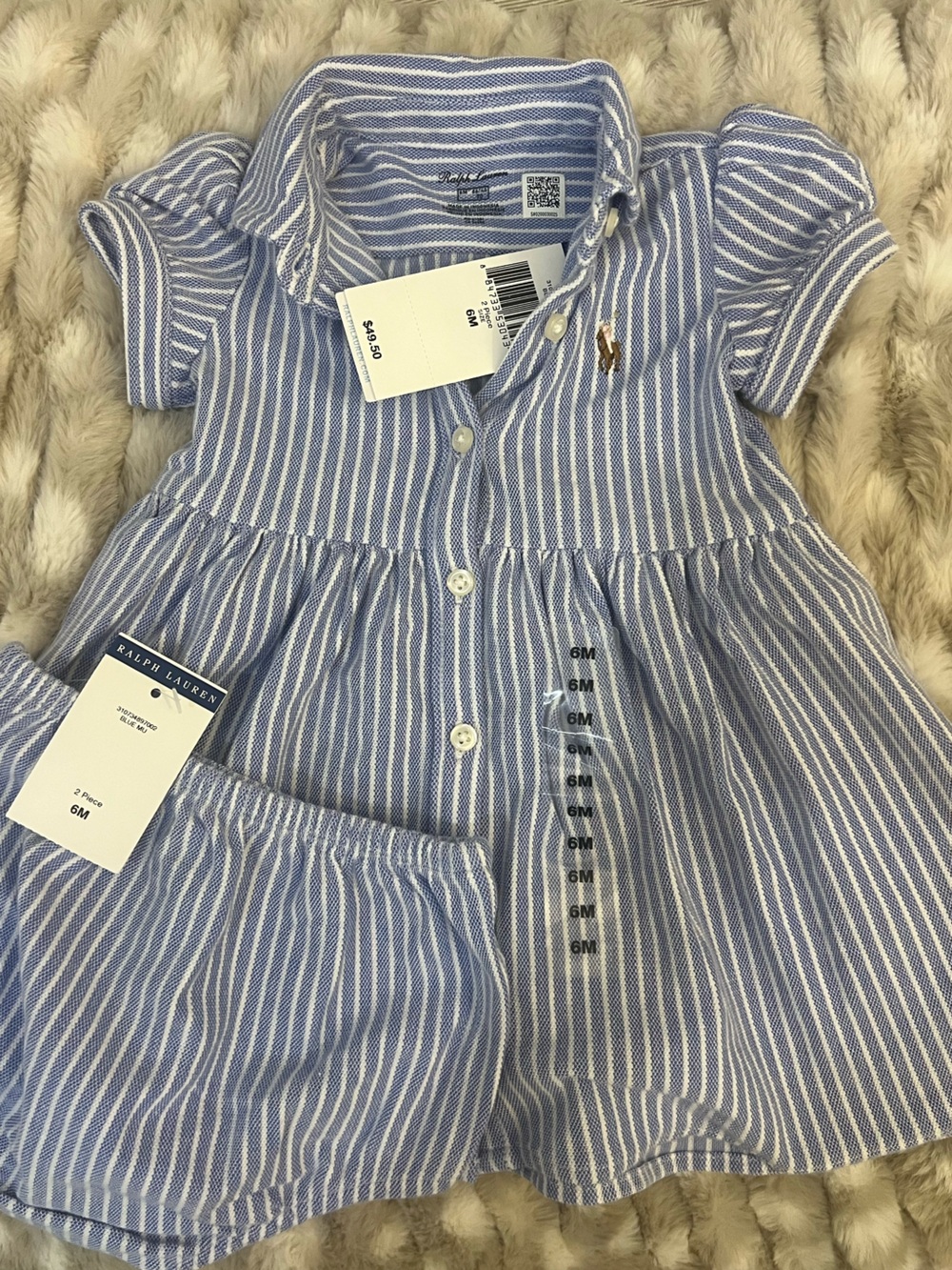 NWT Ralph Lauren Blue and White Striped Button-Down Shirt